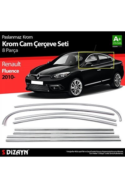 S-Dizayn Renault Fluence Krom Cam Çerçeve Seti 8 Prç 2010-2016 A+ Kalite