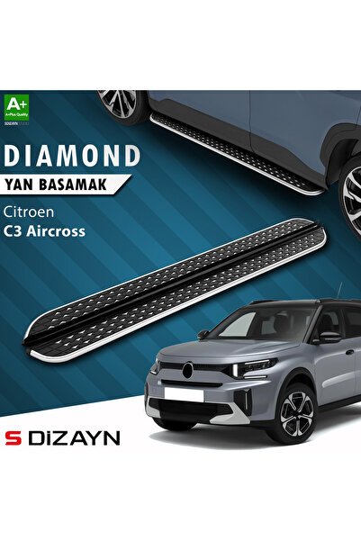 S-Dizayn Citroen C3 Aircross 2 Diamond Krom Yan Basamak 183 Cm 2024 Üzeri A+ Kalite CI-C3A2-YBS-DKR-