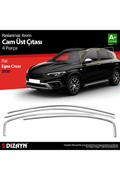 S-Dizayn Fiat Egea Cross Krom Cam Üst Çıtası 4 Prç. 2020 Üzeri