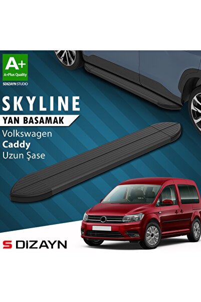 VW Caddy 3 Uzun Şase Skyline Siyah Yan Basamak 223 Cm 2004-2020 A+ Kalite VW-CD3-US-YBS-SKY-SA-223