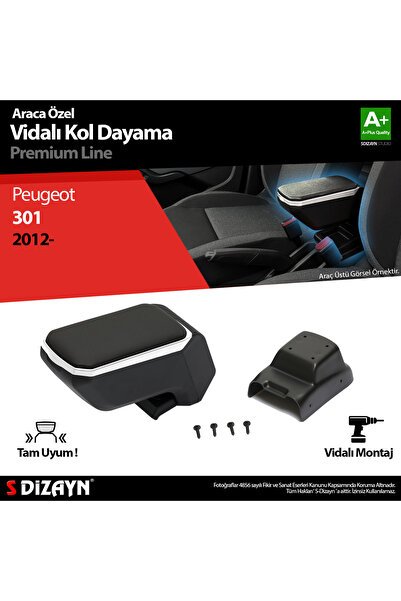 S-Dizayn Peugeot 301 ABS Vidalı Kol Dayama Kolçak Gri 2012-2017 A+Kalite KLC-VD-GR-6907