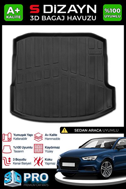 S-Dizayn Audi A3 Sedan 3D Pro Bagaj Havuzu 2020 Üzeri A+ Kalite 3BH-SDZ613