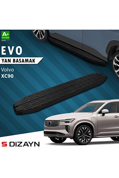 S-Dizayn Volvo XC90 Makyajlı Hybrid Evo Siyah Yan Basamak 203 Cm 2024 Üzeri A+ Kalite VO-X92M-HYB-YB