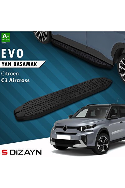 S-Dizayn Citroen C3 Aircross 2 Evo Siyah Yan Basamak 183 Cm 2024 Üzeri A+ Kalite CI-C3A2-YBS-EV-SA-1