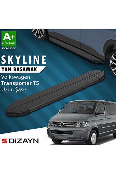 VW Transporter T5 Uzun Şase Skyline Siyah Yan Basamak 253 Cm 2003-2015 A+ Kalite VW-TT5-US-YBS-SKY-S