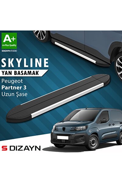 Peugeot Partner 3 Uzun Şase Skyline Aluminyum Yan Basamak 213 Cm 2018 Üzeri A+ Kalite PE-PR3-US-YBS-