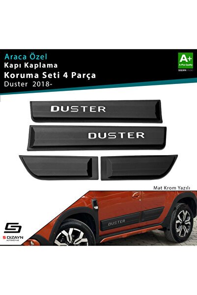 S-Dizayn Dacia Duster 2 Kapı Koruma Seti (Mat Krom) Yazılı 4 Prç 2018-2023 A+ Kalite SKK-DC-DU2-M