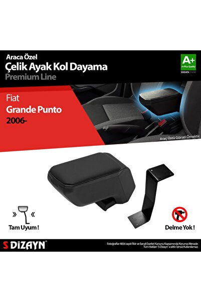 S-Dizayn Fiat Punto Kol Dayama Kolçak Çelik Ayaklı ABS Siyah 2006-2018 A+Kalite KLC-CA-SY-5807-K4