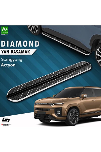 S-Dizayn Ssangyong Actyon Diamond Krom Yan Basamak 183 Cm 2024 Üzeri A+ Kalite SS-AC1-YBS-DKR-183