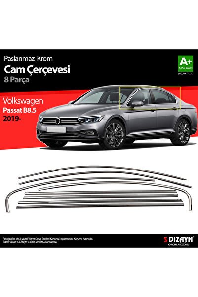 S-Dizayn VW Passat B8.5 Krom Cam Çerçeve 8 Parça 2019-2023