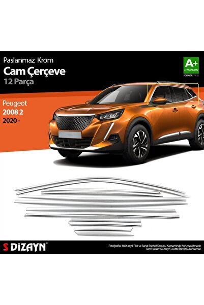 S-Dizayn Peugeot 2008 2 Krom Cam Çerçevesi 12 Prç 2020-2023 A+ Kalite