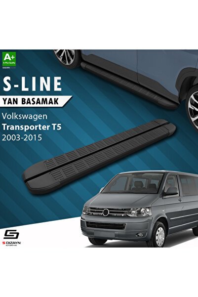VW Transporter T5 Kısa Şase S-Line Siyah Yan Basamak 213 Cm 2003-2015 A+ Kalite VW-TT5-KS-YBS-SL-SA-