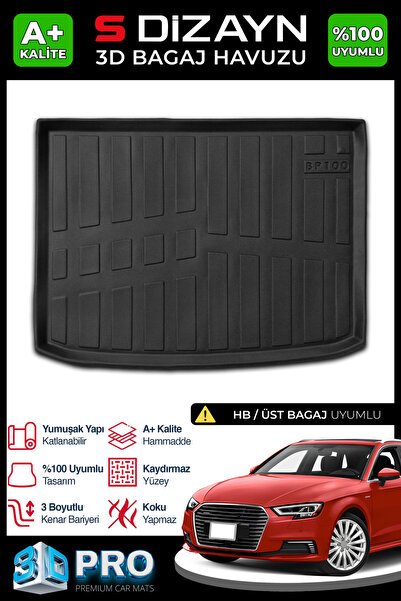 S-Dizayn Audi A3 HB 3D Pro Bagaj Havuzu Üst Bagaj 2020 Üzeri A+ Kalite 3BH-SDZ251