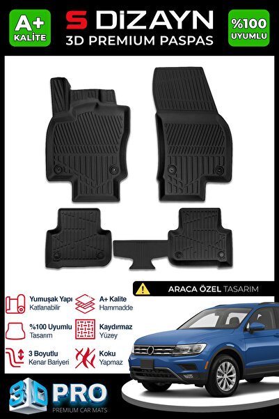 S-Dizayn VW Tiguan 3D Pro Havuzlu Paspas 2016-2023 A+ Kalite 3DS-SDZ181