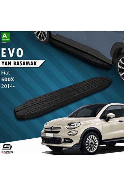 S-Dizayn Fiat 500X Evo Siyah Yan Basamak 173 Cm 2014 Üzeri A+ Kalite