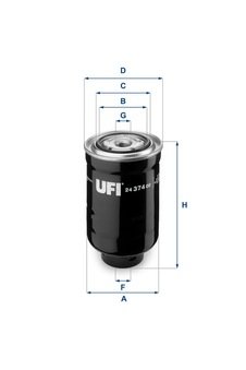 MAZOT FILTRESI MAZDA B2500 BT50 D 06-10 RANGER D 99-10 HILUX D 90-05 HIACE D 07- SKYSTAR/NAVARA UFI 24.374.00 OEM