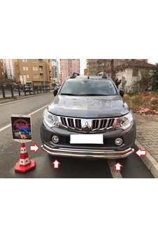 Mitsubishi L200 2007 Üzeri Krom Ön Koruma Cift Bıyık-