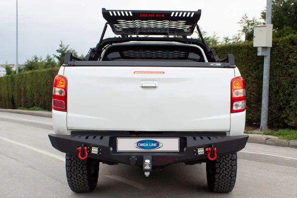 OMSA Mitsubishi L200 Dakar Çelik Arka Tampon Ledli Sensörlü-Sensörsüz 2015-2019 Arası