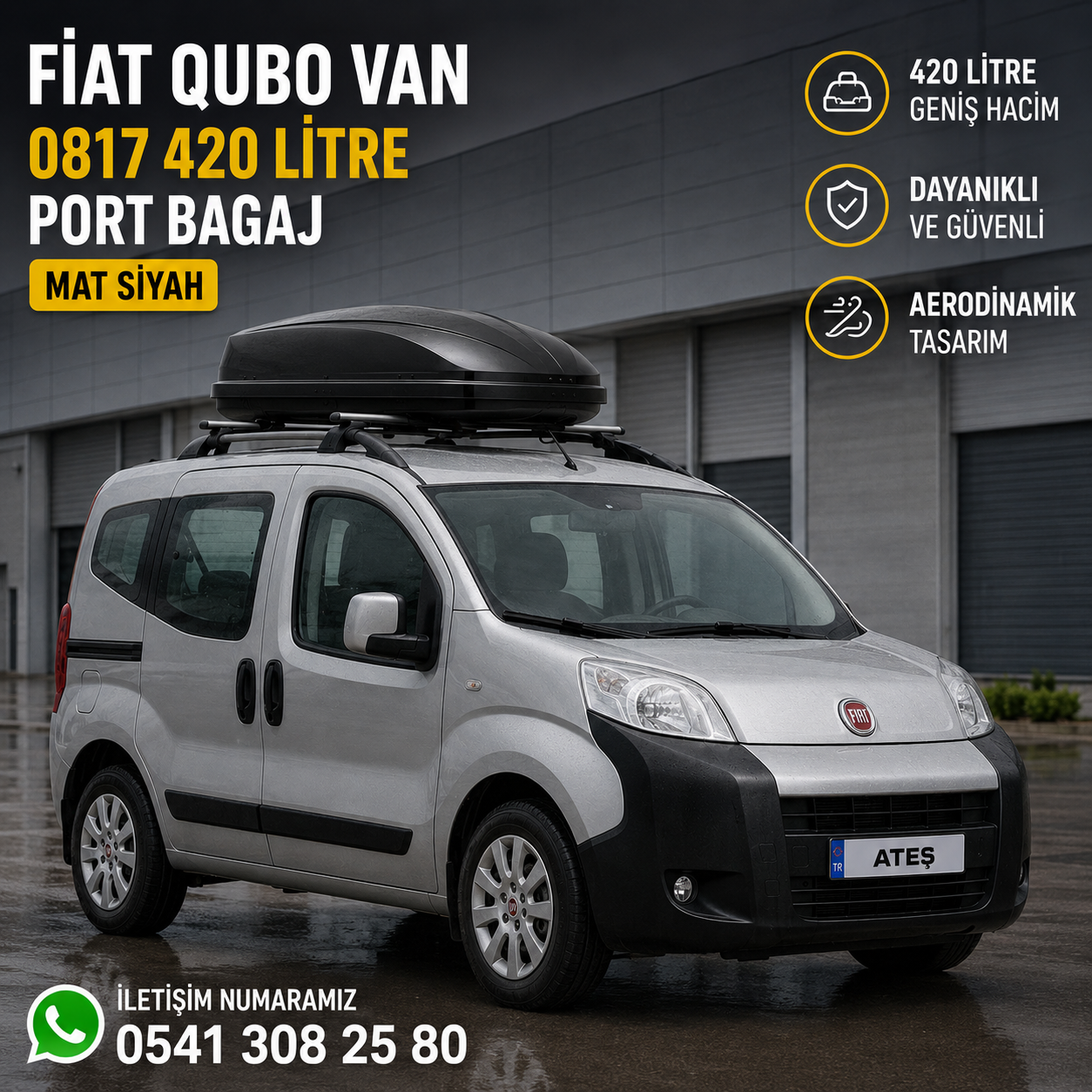 FİAT QUBO VAN 0817 420 Litre Port Bagaj Parlak Siyah