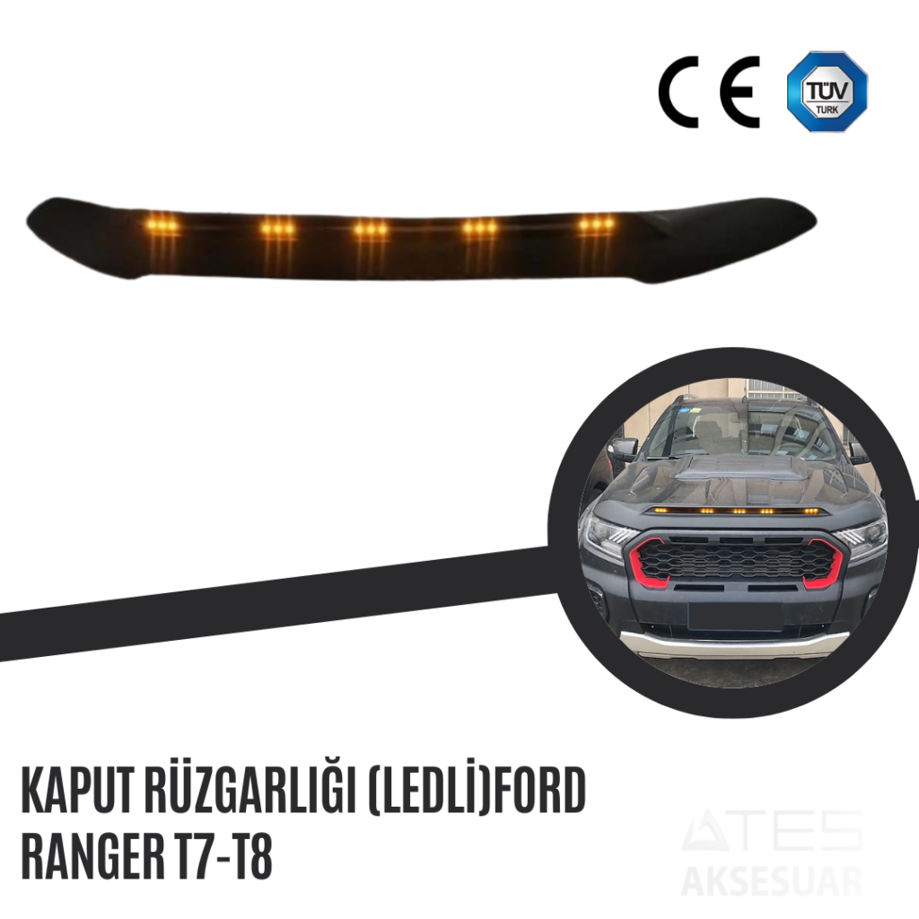 Kaput Rüzgarlığı (Ledli) Ford Ranger T7-T8