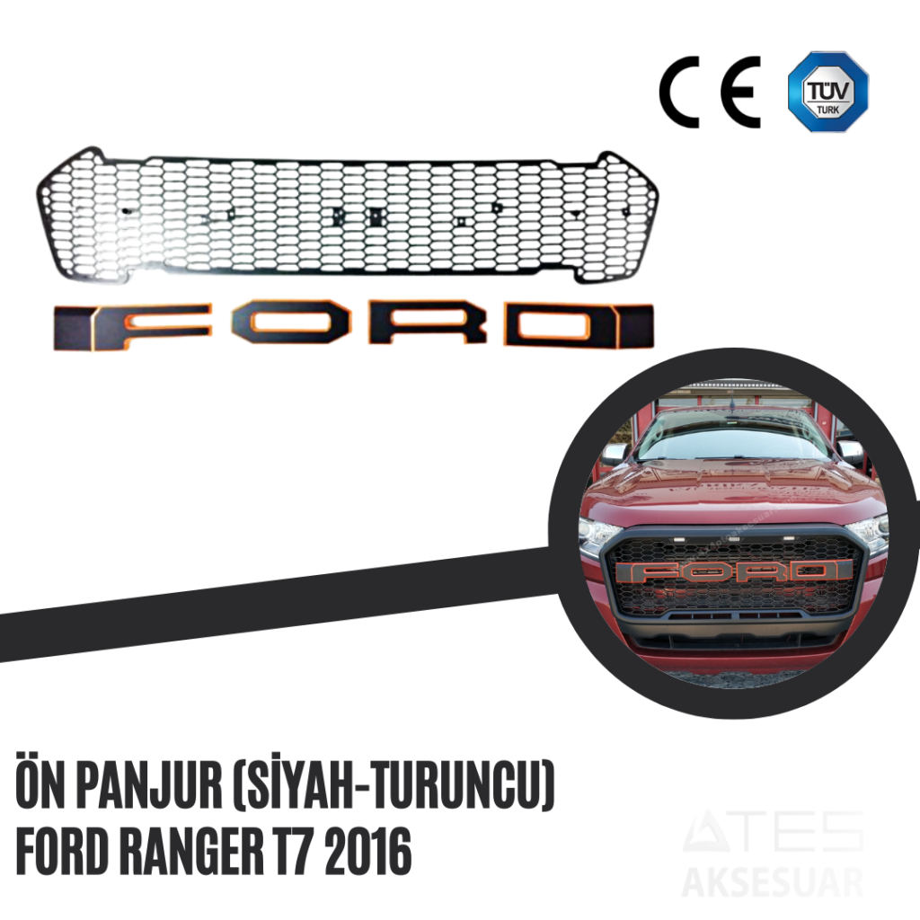 Ön Panjur (Siyah-Turuncu) Ford Ranger T7 2016